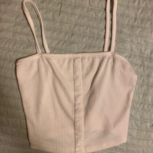 White, Spaghetti strapped white crop top